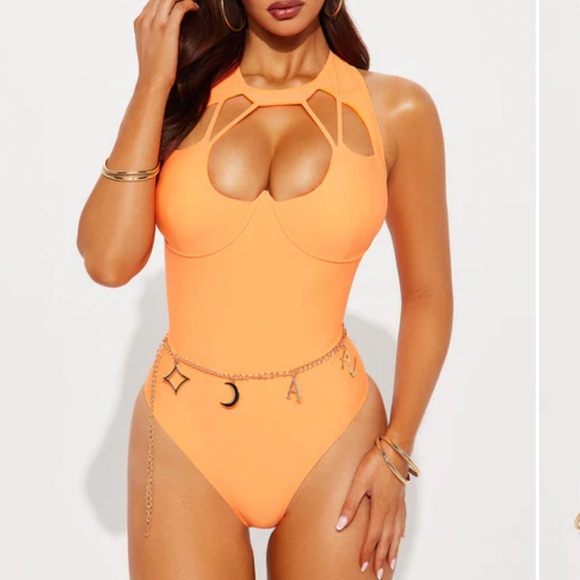 Orange Cutout One-Piece Swimsuit - Picture 1 of 3